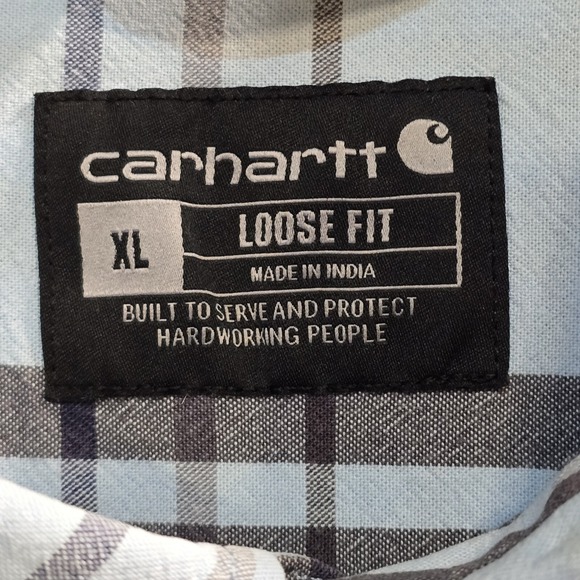 Carhartt Mens Plaid Loose Fit Short Sleeve Shirt Size XL Pockets Button Down - Picture 4 of 8